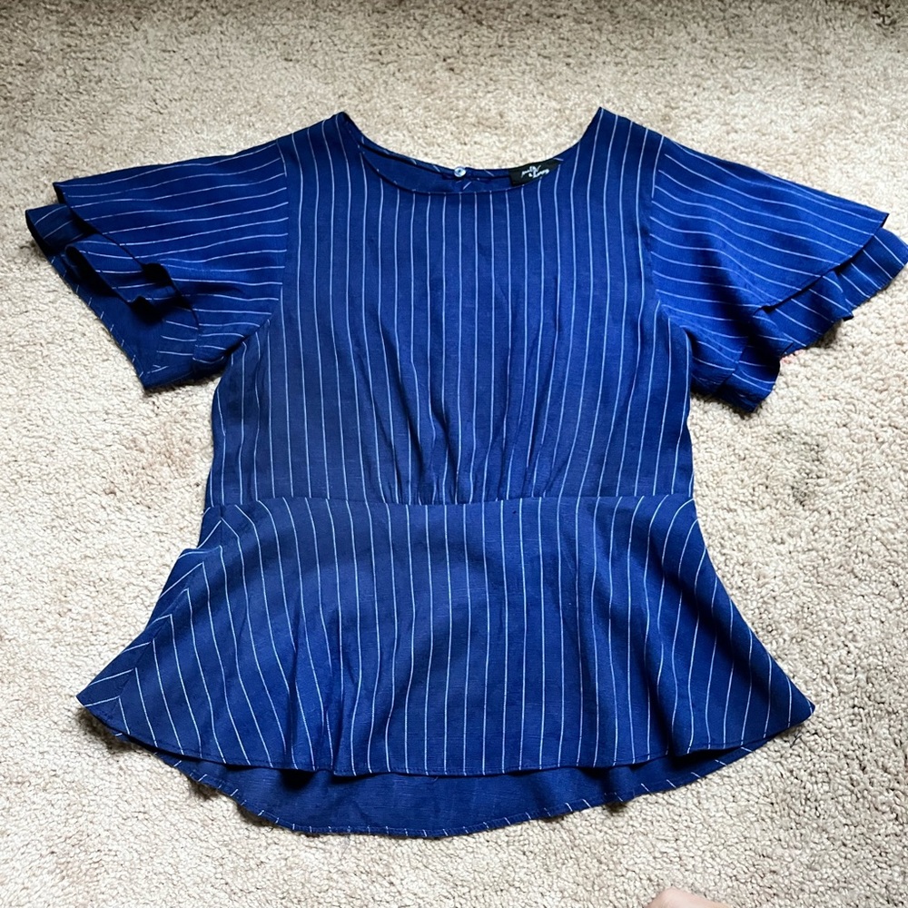 Milk & Honey Peplum Striped Top